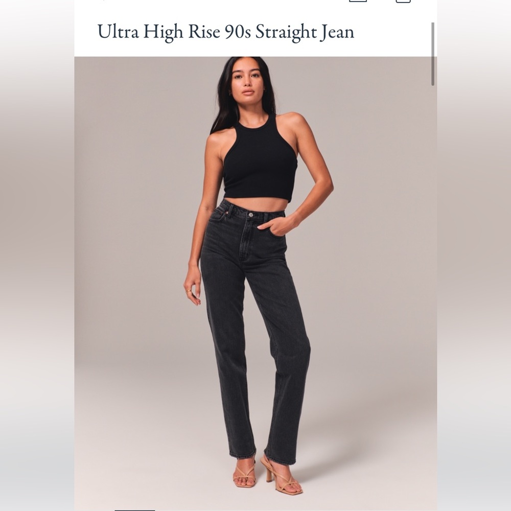 Abercrombie & Fitch The ‘90s Straight Ultra High Rise, Black, 26 XS 🖤